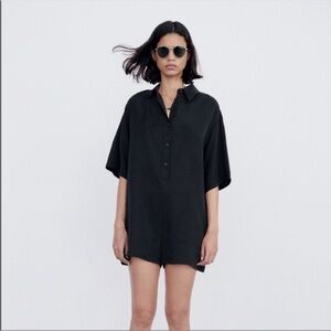 NWT Zara Black Flowy Romper XS